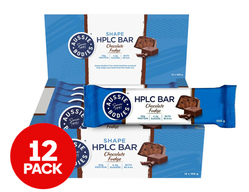 12 x Aussie Bodies HPLC Bars Chocolate 100g