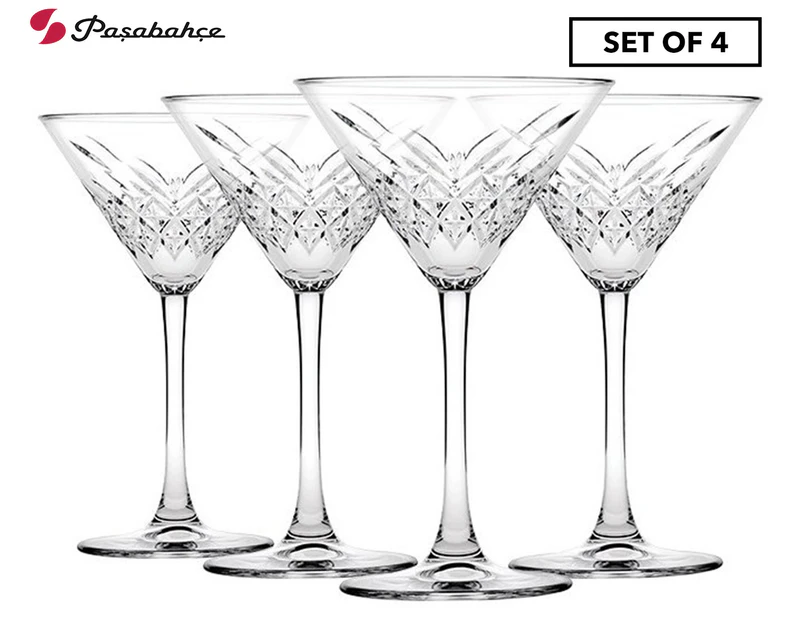 Set of 4 Pasabahce 230mL Timeless Martini Glasses