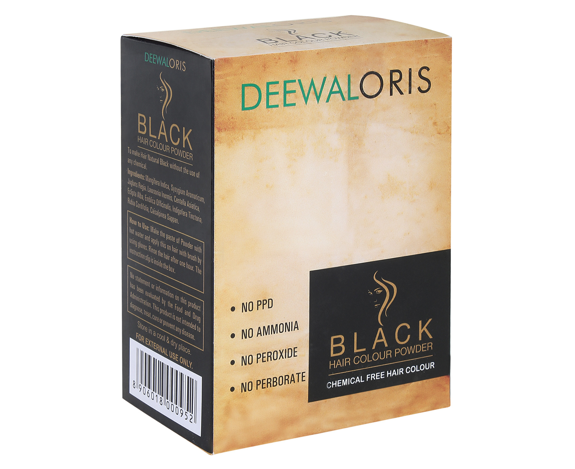 DeewalOris Black Hair Colour 100% Plant-extracted | No PPD | No Chemical  120g .au
