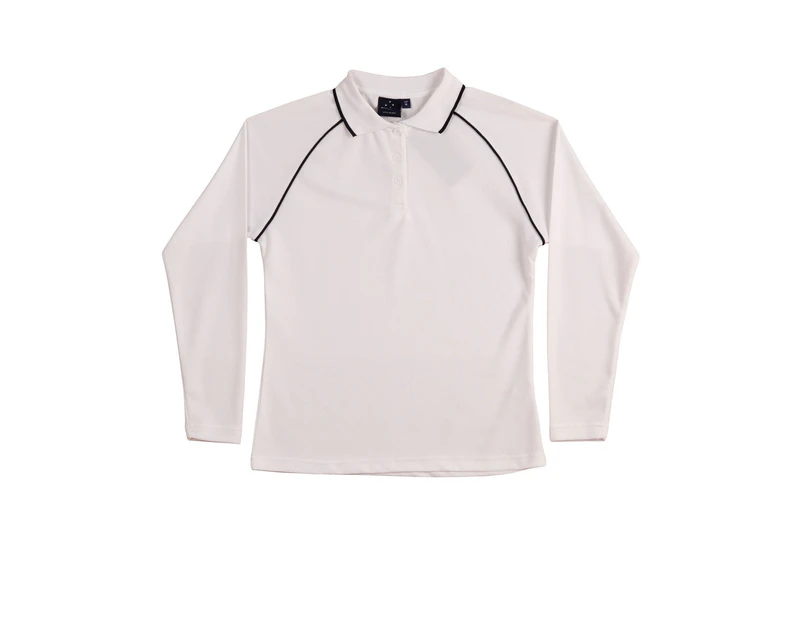 CHAMPION PLUS Polyester Ladies Polo Shirt - White/Navy