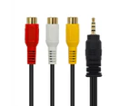(3.5 to 3RCA 15cm) - 3.5mm to RCA Audio Extension Cable,Gold Plated 3.5mm Male to 3RCA Female Stereo Audio Cable for Smartphones,MP3, Tablets,Speakers,Home