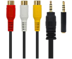 (3.5 to 3RCA 15cm) - 3.5mm to RCA Audio Extension Cable,Gold Plated 3.5mm Male to 3RCA Female Stereo Audio Cable for Smartphones,MP3, Tablets,Speakers,Home