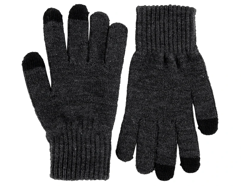 Kenneth Cole Warm Knit Gloves w/ Tech Tips - Charcoal