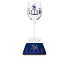 Melbourne Storm NRL Wine Glass And Coaster Set