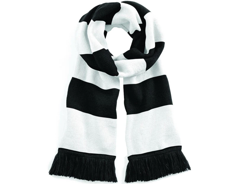 Beechfield Varsity Unisex Winter Scarf (Double Layer Knit) (Black / White) - RW2031