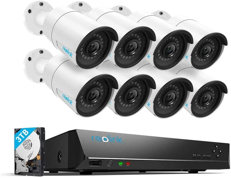 Reolink 16CH 5MP PoE Home Security Camera System with 8 Wired 5MP Outdoor PoE IP Cameras and 5MP 16Ch NVR, RLK16-410B8-5MP