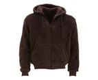 FIL Men's Soft Fluffy Sherpa Fleece Zip Up Teddy Hoodie - Coffee