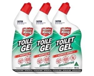 #3 x White King Power Clean Toilet Gel Eucalyptus 700mL