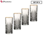 Set of 4 Pasabahce 450mL Golden Touch Timeless Hi Ball Glasses