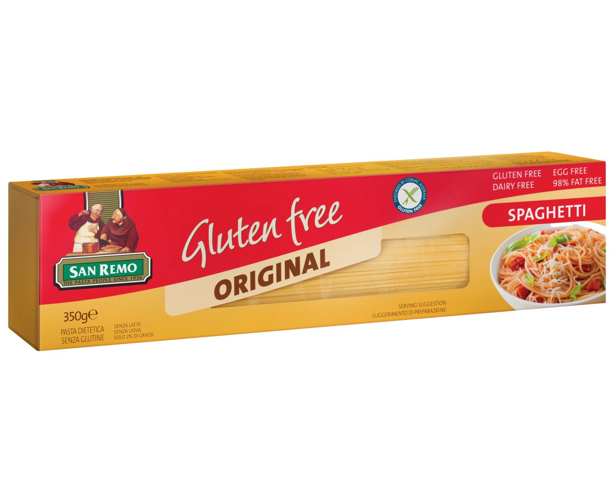 6.3Kg Pasta Spaghetti Gluten Free San Remo 18 X 350G