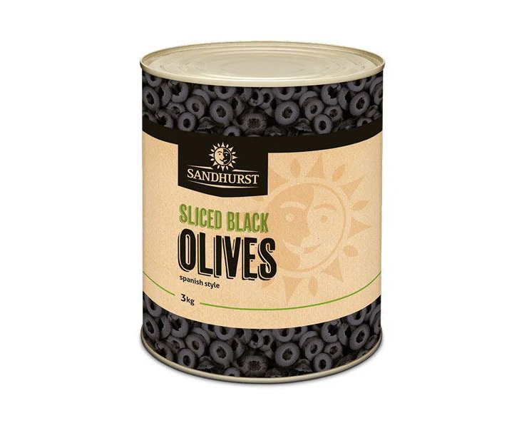 6 X Sandhurst Olives Black Sliced 3Kg