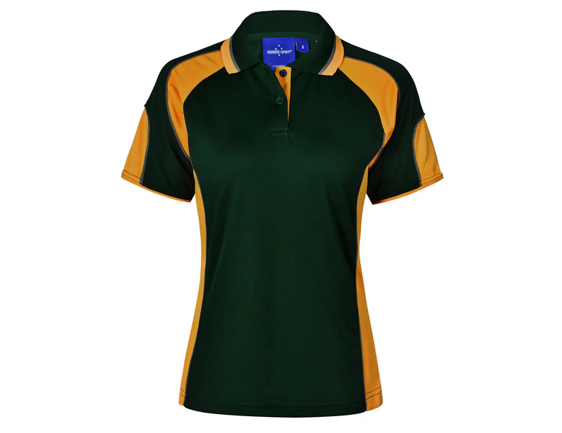 ALLIANCE Polyester Ladies Polo Shirt - Bottle Green/Gold