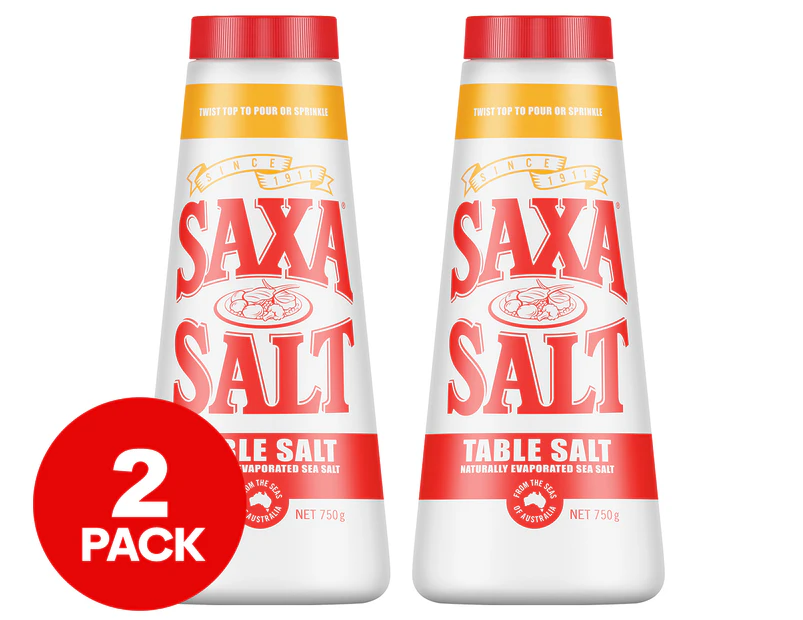 2 x Saxa Table Salt 750g
