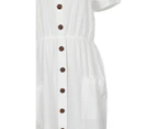 OJAY Linen front button midi dress - Ivory