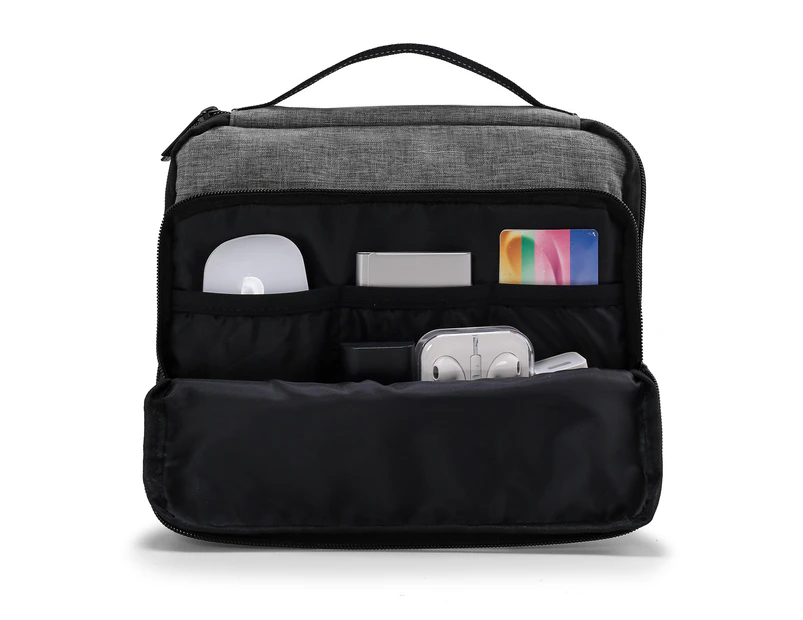 Snowgum PACKSMART Electronics Organiser Travel Bag Carry Handle Zipper - Dark Grey