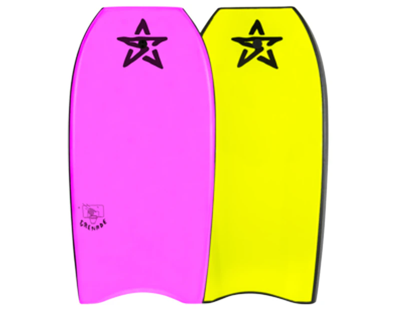 Stealth 40" Grenade PE Bodyboard - Pink Deck / Fluro Yellow Slick