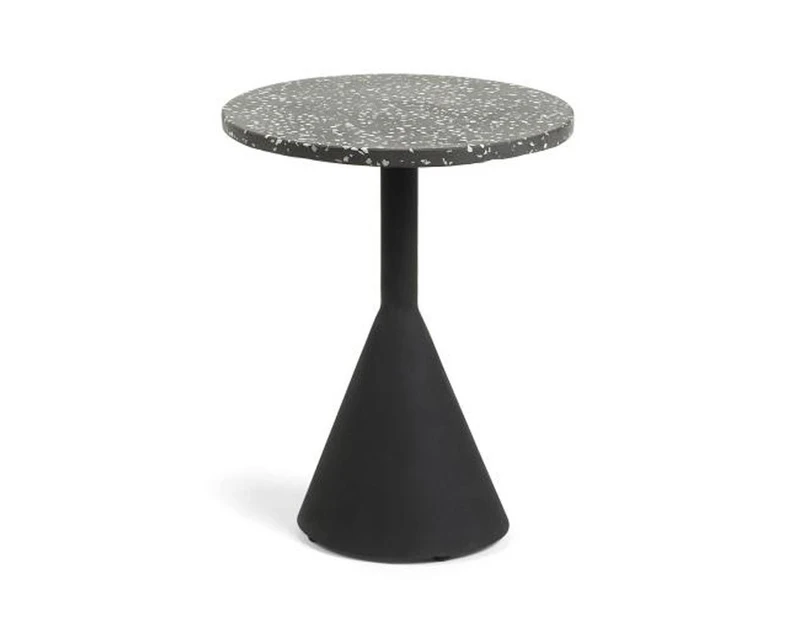 Milano Side Table - Metal Legs - Black & White Terazzo Top