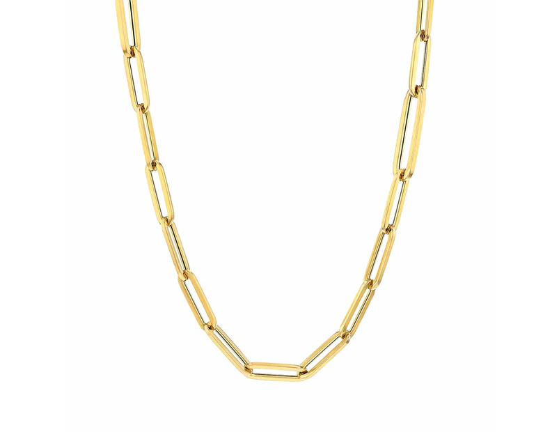 14k Yellow Gold Paperclip Chain Necklace, 3mm - Yellow