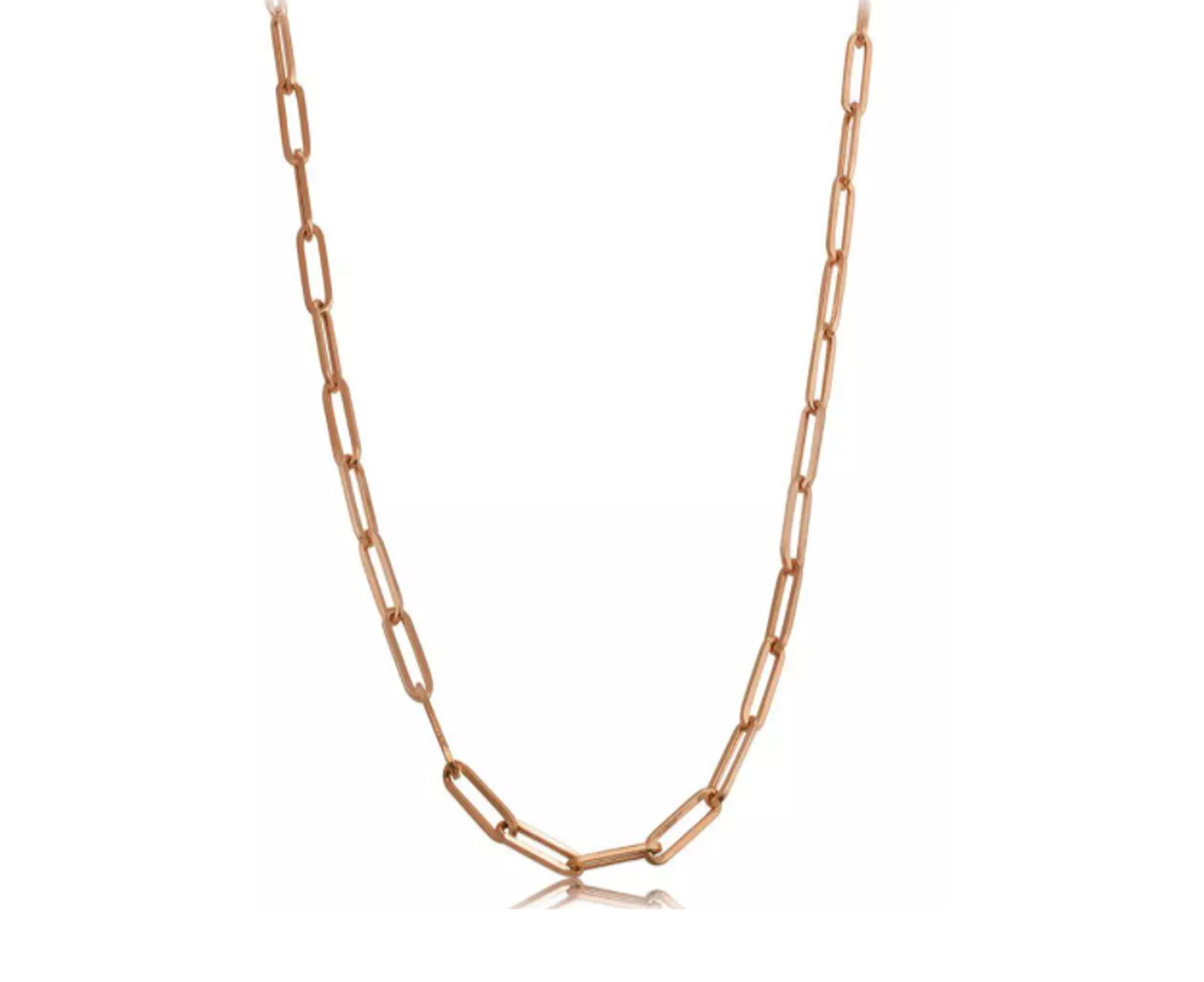 14k Rose Gold Paperclip Chain Necklace, 3mm - Pink 