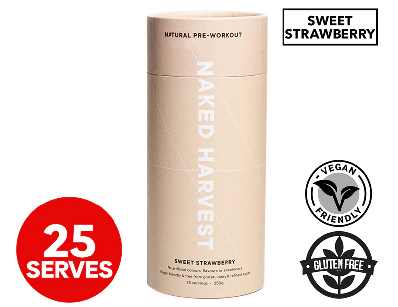 Naked Harvest Natural Pre-Workout Sweet Strawberry 250g / 25 Serves