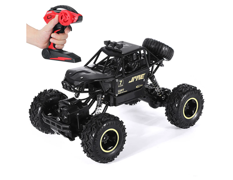 4WD RC Monster Truck Off-Road Vehicle 2.4G Remote Control Buggys Crawler Car Black One Battery