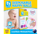 1st Care 500PCE Disposable Nappy Bags Scented Easy Tie Travel Handy No Mess  33 x 17cm