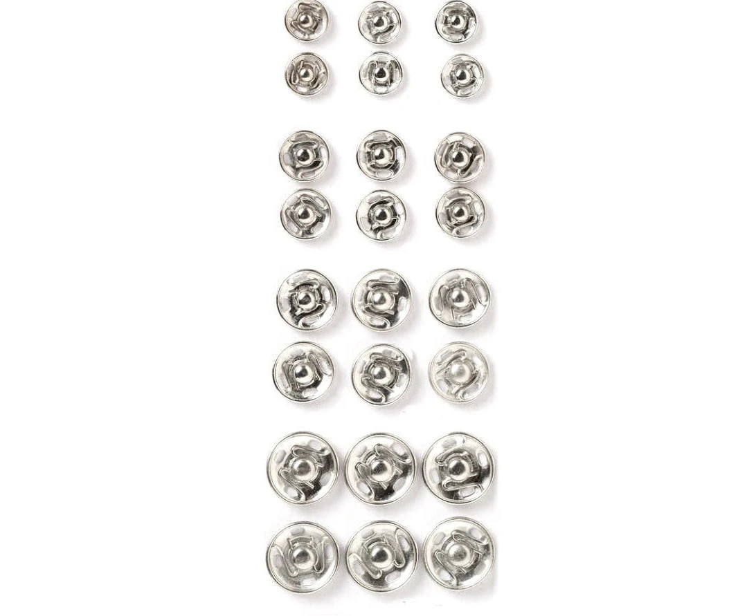 Sewing Snap Fasteners Silver 24pk