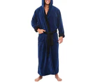 MasBekTe Men's Supersoft Bathrobe Housecoat Fleece Dressing Gown Nightwear Pajamas Sleepwear - Blue