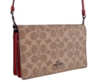 Coach Signature Coated Hayden Canvas/Leather Shoulder Bag - Tan/Red Apple