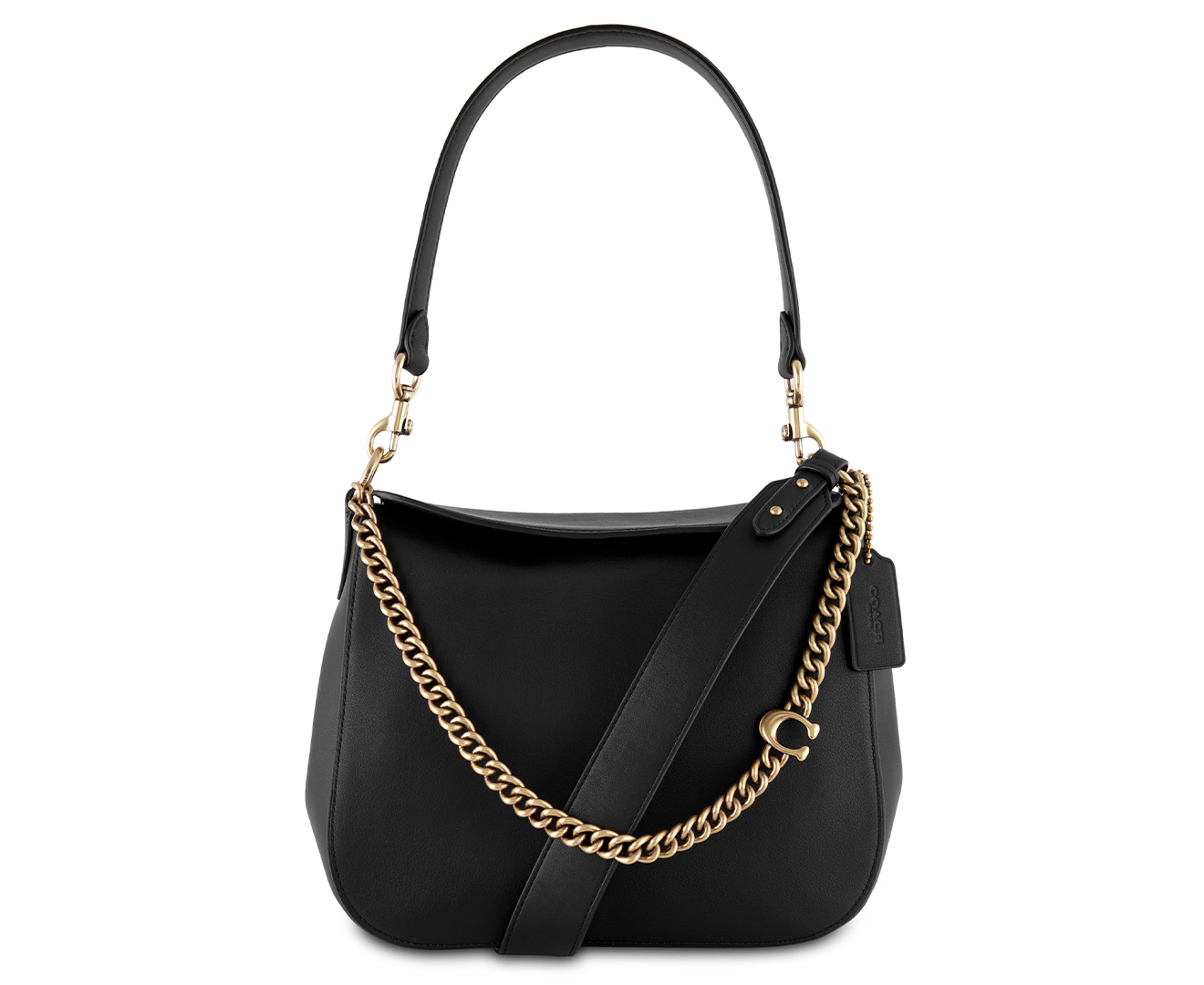 Coach Signature Chain Leather Hobo Bag - Black | Catch.co.nz