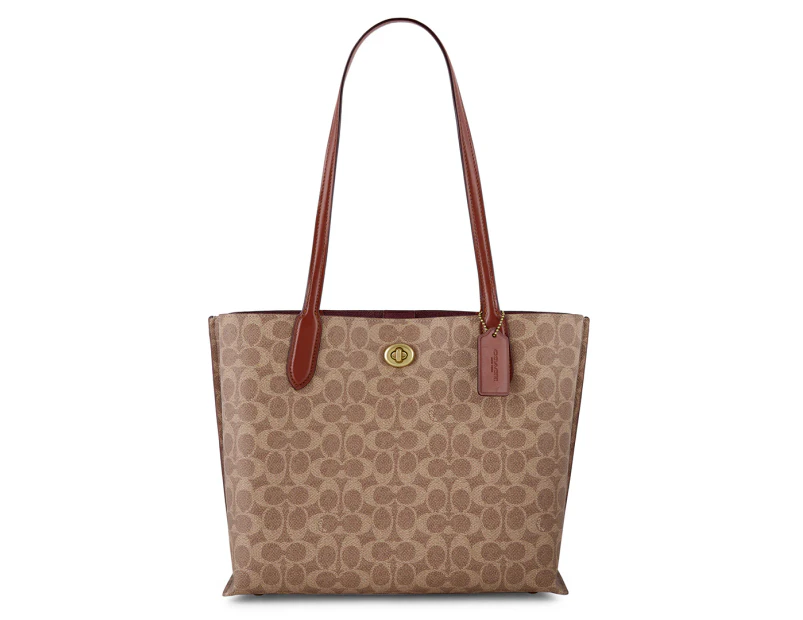 Coach Willow Leather Tote Bag - Tan Rust