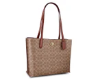 Coach Willow Leather Tote Bag - Tan Rust