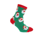 FLOSO Childrens/Kids Christmas Character Novelty Socks (Pack Of 4) (Navy/Green/Red) - K206