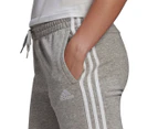 Adidas Women's Essentials French Terry 3-Stripes Pants / Sweatpants - Medium Grey Heather/White