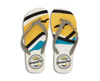 BeachyFeet Mens La Concha Flip Flops (White/Yellow/Black) - GR4634