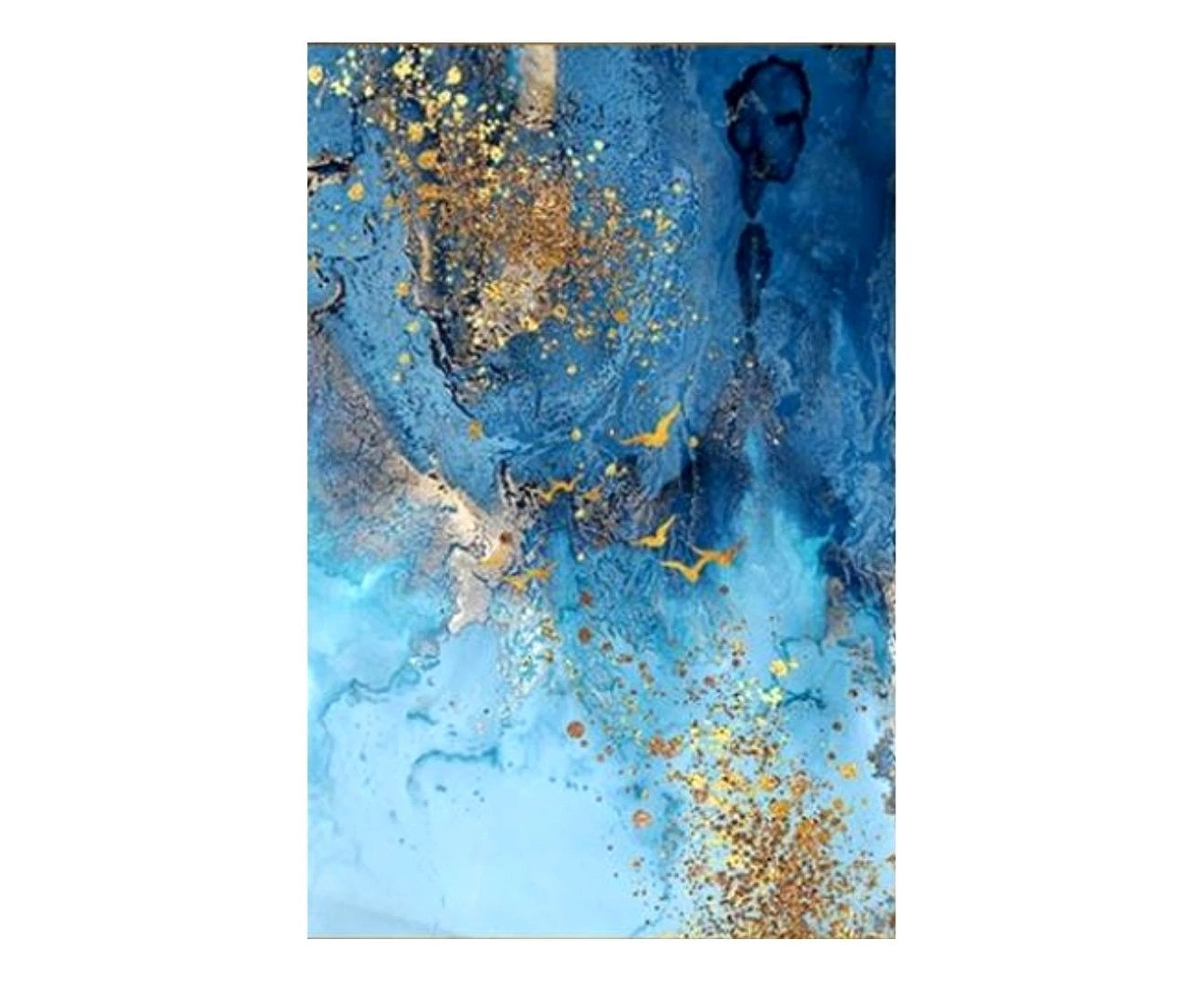 Golden Blue Sea Abstract Canvas Print Art (70x100cm) - 70x100cm, Print (Rolled up in a Tube)