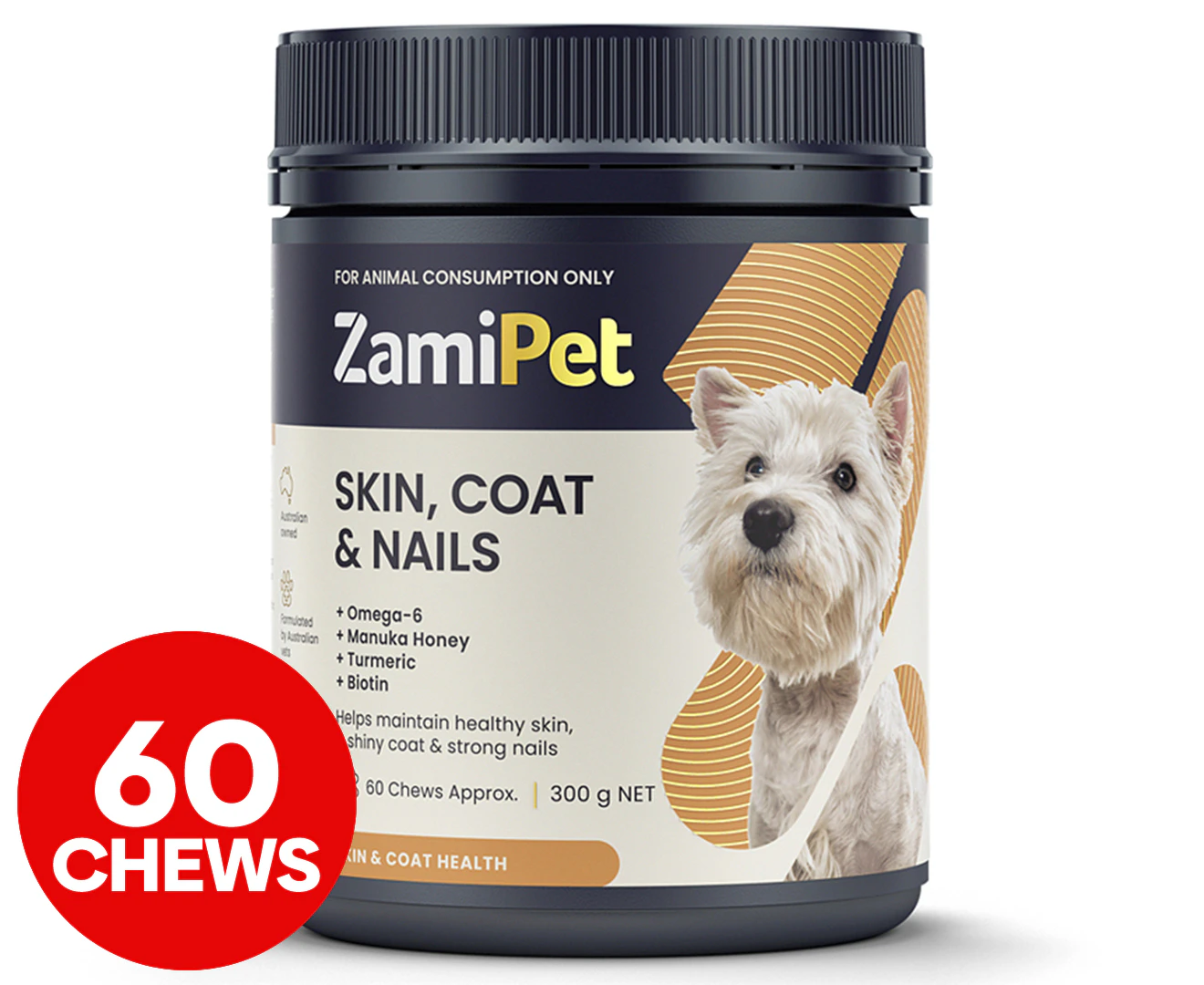 Zamipet Skin, Coat & Nails Chews For Dogs 60pk / 300g