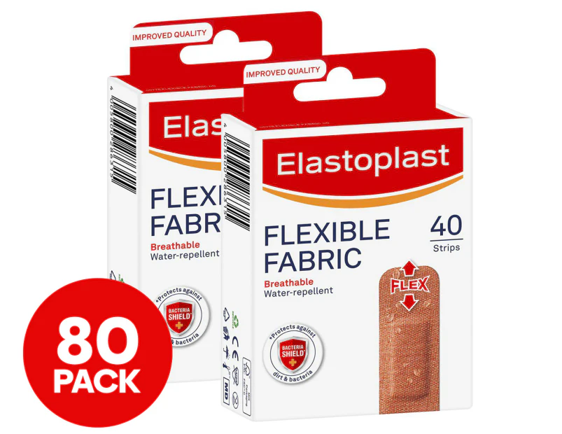 2 x 40pk Elastoplast Extra Flexible Fabric Plasters