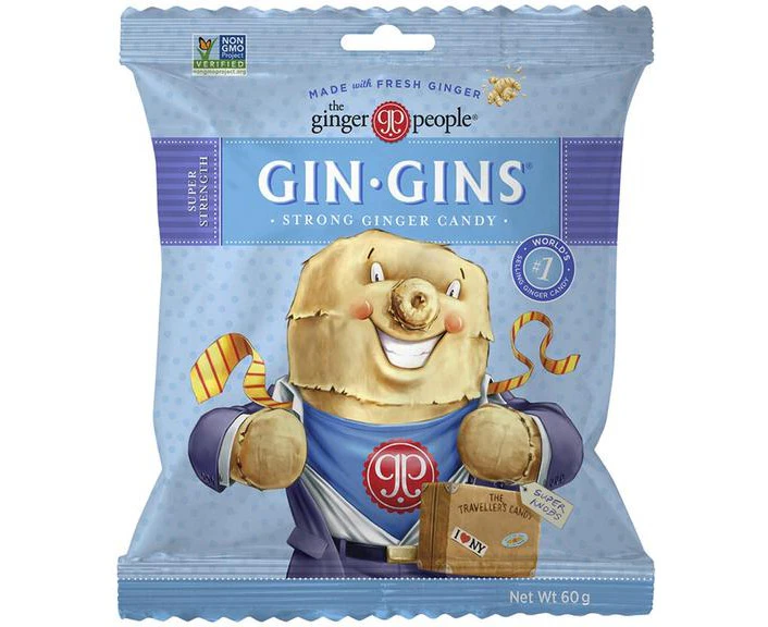 THE GINGER PEOPLE Gin Gins Ginger Candy Bag Super Strength 12x 60g