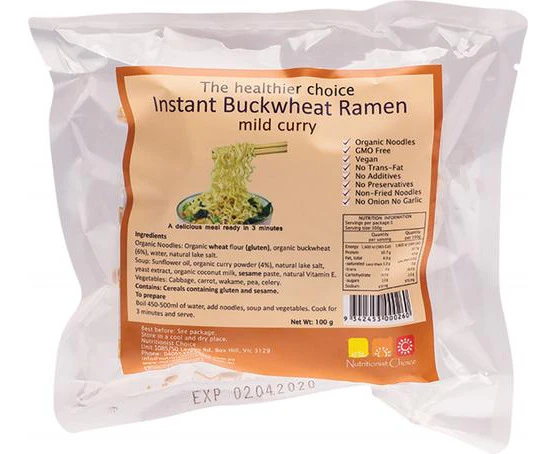 NUTRITIONIST CHOICE Instant Buckwheat Ramen Mild Curry 100g