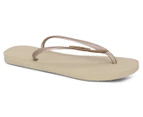 Havaianas Women's Slim Logo Metallic Thongs - Gold