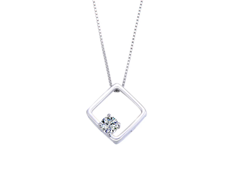 Sterling Silver Crystals from SWAROVSKI Geometric Solitaire Necklace