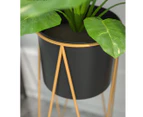 SOGA 70cm Gold Metal Plant Stand with Black Flower Pot Holder Corner Shelving Rack Indoor Display