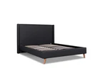 Camille Fabric Wing King Bed Frame - Fossil Grey
