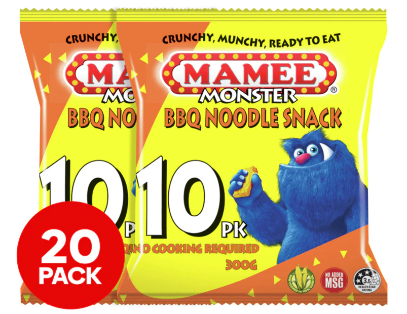 2 x 10pk Mamee Monster Noodle Snack BBQ 300g