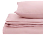 Natural Home Linen King Bed Quilt Cover Set - Pink