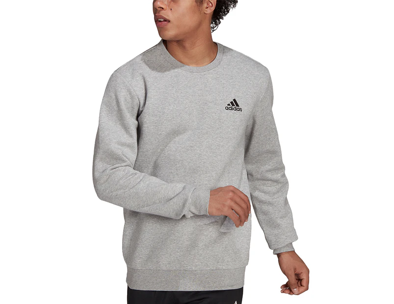 Adidas Men's Essentials Fleece Sweatshirt - Medium Grey Heather/Black