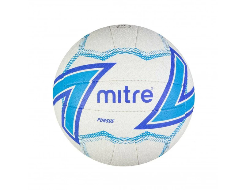 Mitre Pursue Netball Ball F18P Size 5 Match Quality Grip Training/Sport WHT Game