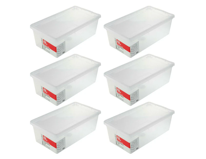 6x Boxsweden Essentials 6L Stackable Storage Tub Home Organiser/Container Clear