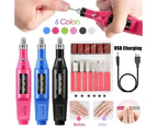 Electric Nail Drill Kit Polisher Manicure Pedicure Ceramic Gel Tools - Pink